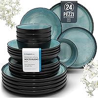Servizio Piatti Ibiza in Grès per 6 Persone, 24 Pezzi Set Piatti Moderni Compatibile