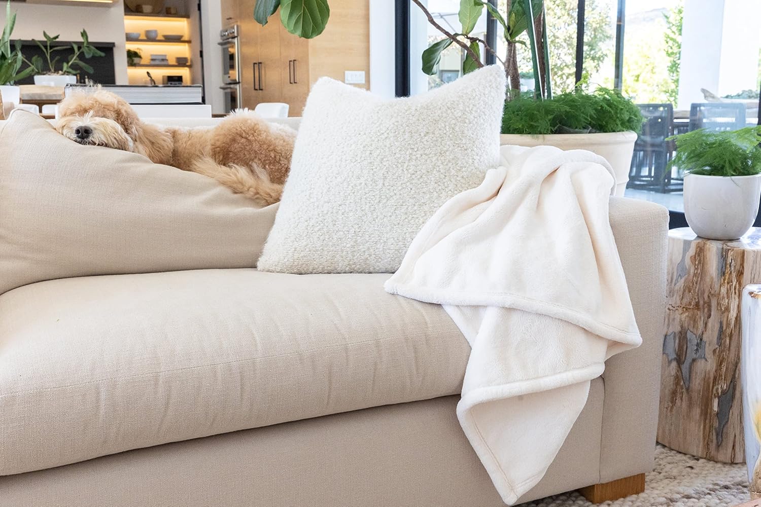 Ultra-Plush Ivory Machine Washable Throw Blanket