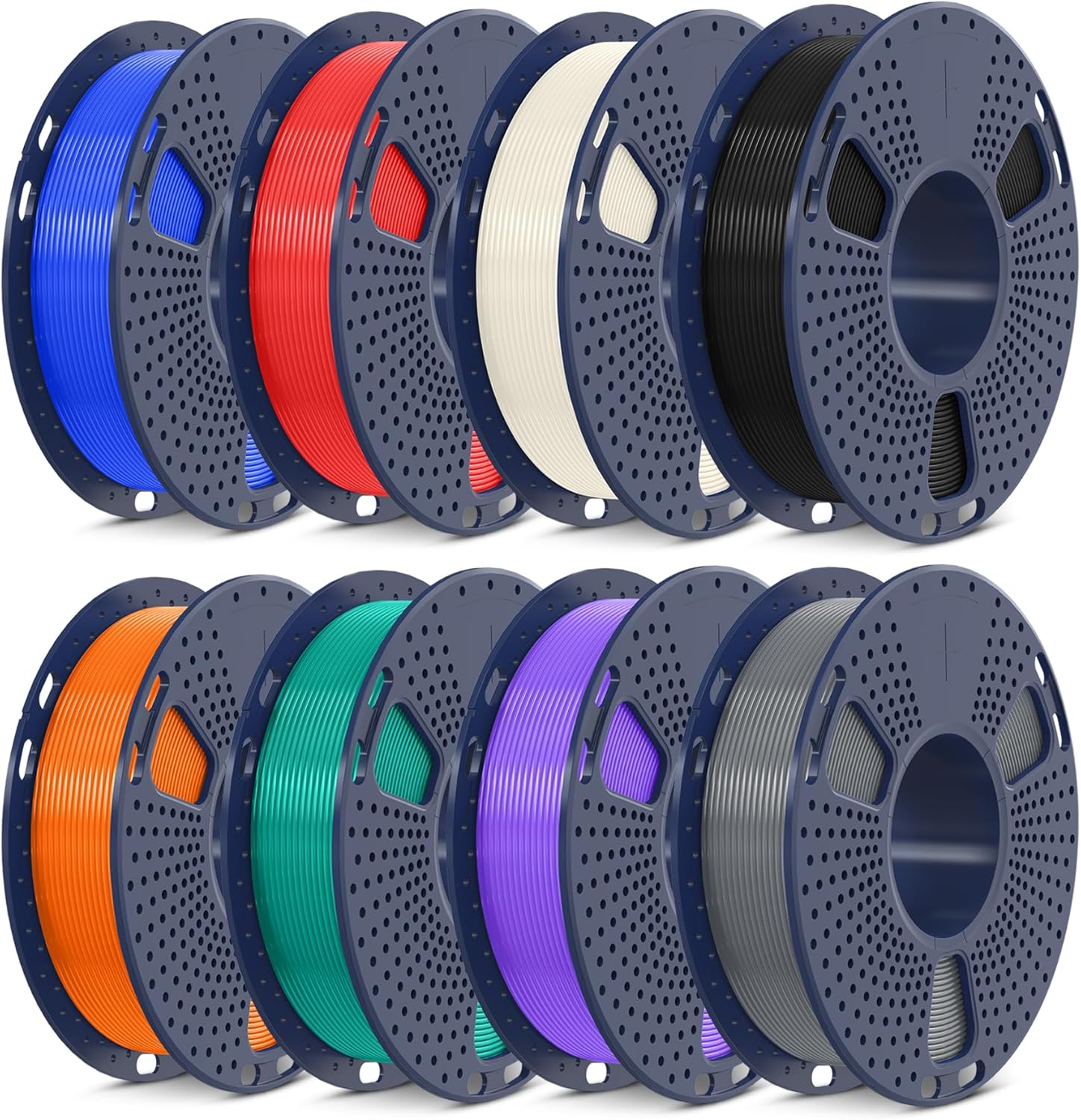 SUNLU 8 Packs ASA Filament 1.75mm, UV/Rain/Heat Resistant 3D Printer Filament, Great 3D Filament for Outdoor, 2kg in Total, 0.25kg per Spool, 8 Colors, Black+Natural+Grey+Blue+Green+Red+Orange+Purple