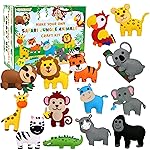 CiyvoLyeen Kids Sewing Kit Crafts - DIY Safari Jungle Animals Felt Plush Ornaments Sewing Set for Girls & Boys Ages 7-12, Beginner Craft Kit Set of 14