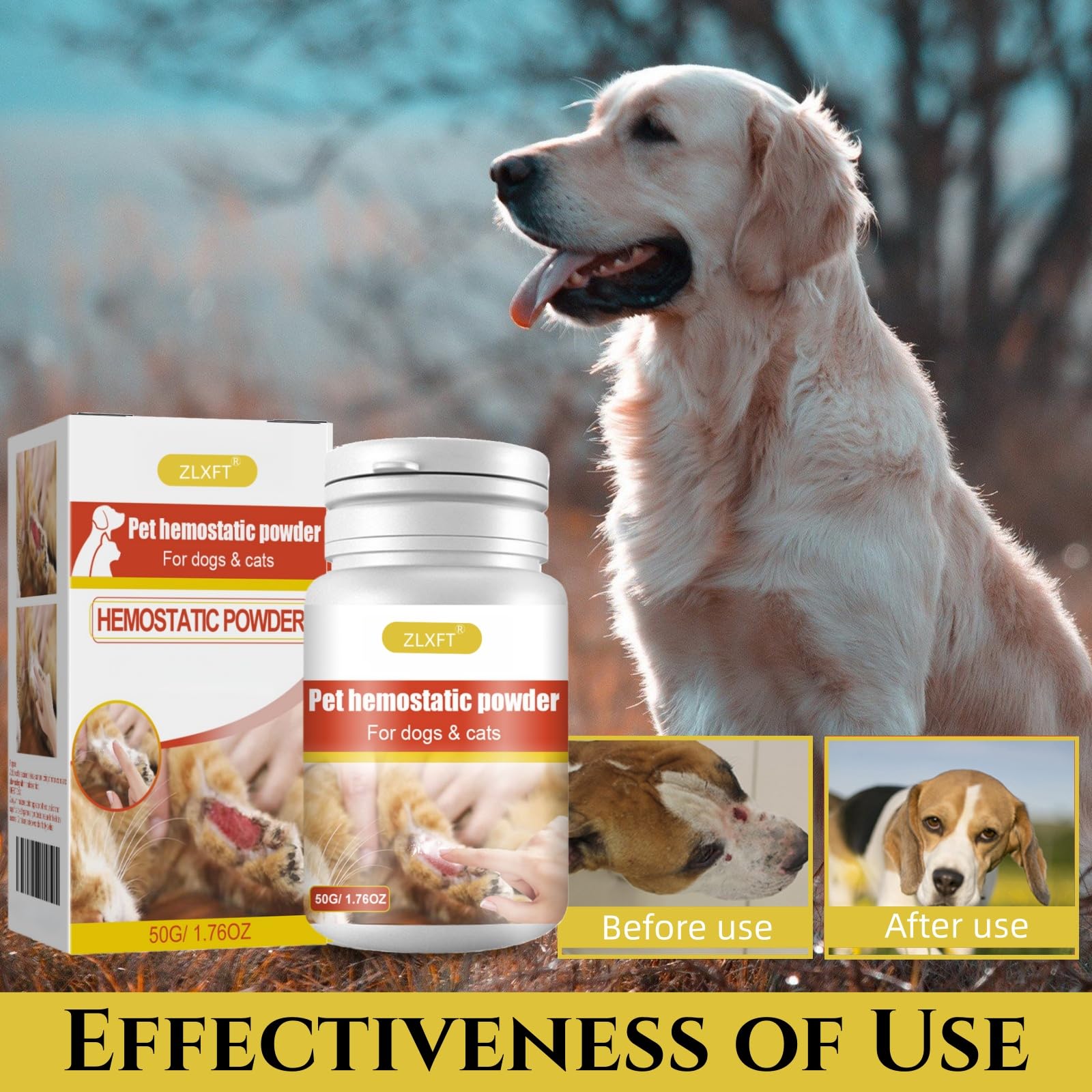Medizinisches Pulver Zur Behandlung,2pcs Blutstillendes Pulver Für Hunde Und Katzen,Blutstopfenpuder,Medizinische Pulverbehandlung,Pulver Für Hunde,Schnell Stoppendes Blutungspulver