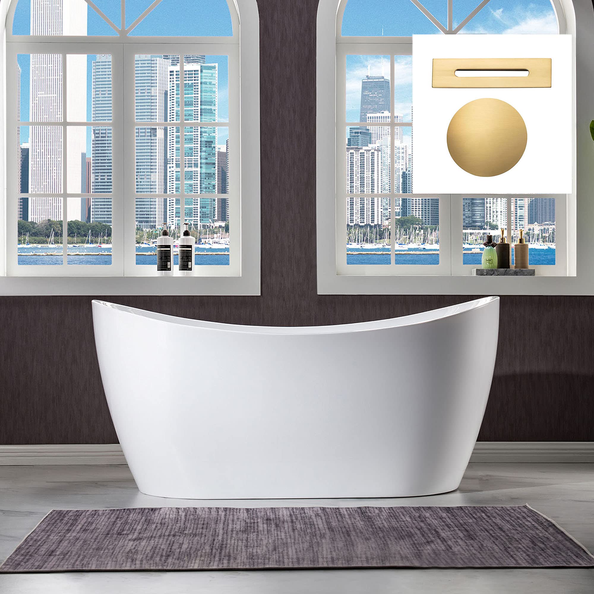 WOODBRIDGE 59 Rectangular Acrylic Tub