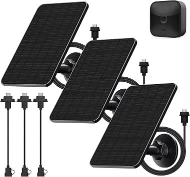Rhorawill 3 Pack Solar Panel for Blink Outdoor 2K+/44th Gen/XT/XT2 and Outdoor3rd Gen XT3/Blink Outdoor CameraNot Included,Solar Panel with Mount 13.1ft Cable Rubber Plug