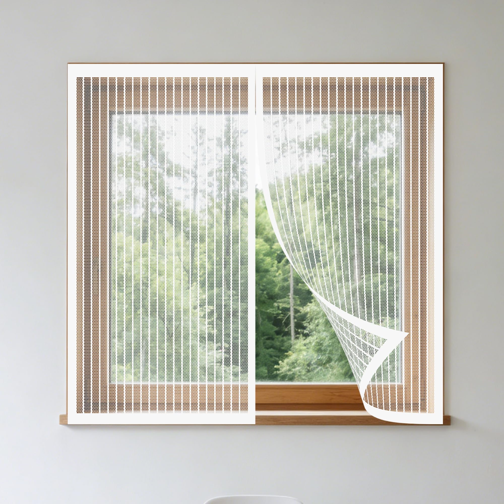 DIY Fly Screen Windows 165 x 135 cm Keep Fly Mosquito Out Selfadhesive Window Guard Screen with Installation Accessories for Living Room Bedroom Offfice, White