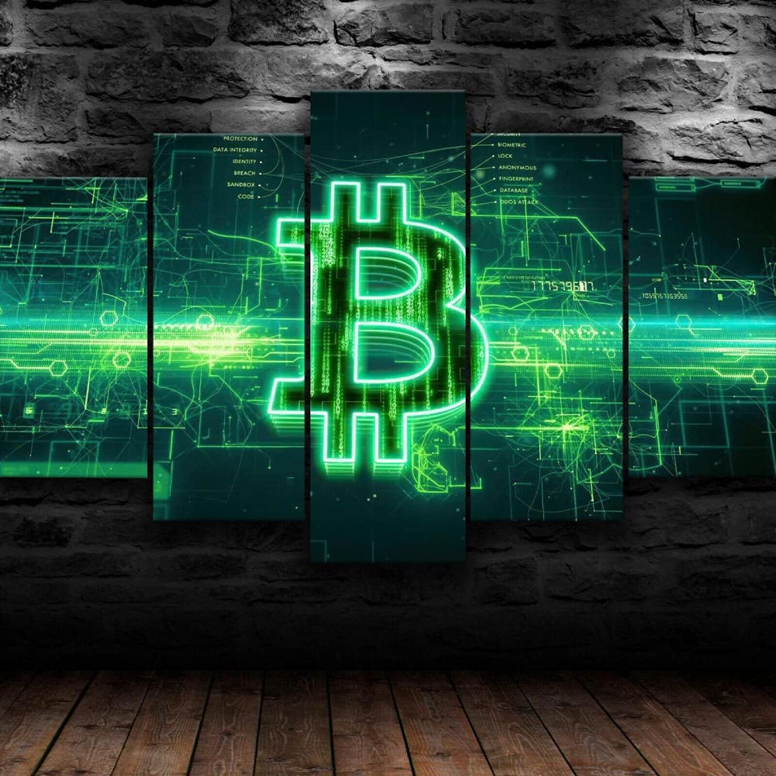 Pictures Wall Picture 100 x 55 cm Canvas Picture Bitcoin Crypto Blockchain  5 Pieces Canvas Living Room Decoration Wall Art Painting Wallpaper Poster :  Amazon.de: Home & Kitchen