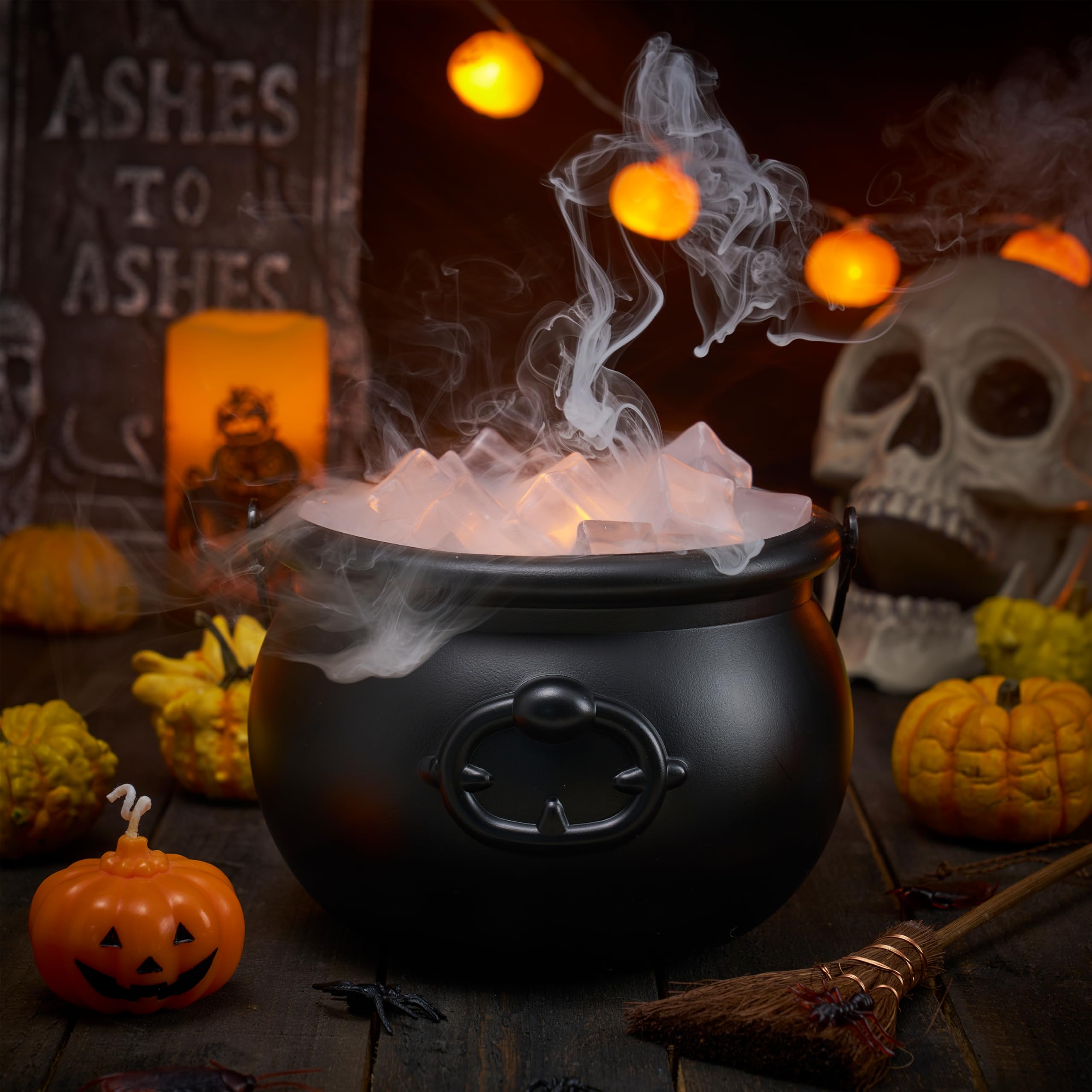JOYIN Grande calderone nero di Halloween, 19,1 cm, pentola strega, bollitore caramelle, supporto calderoni