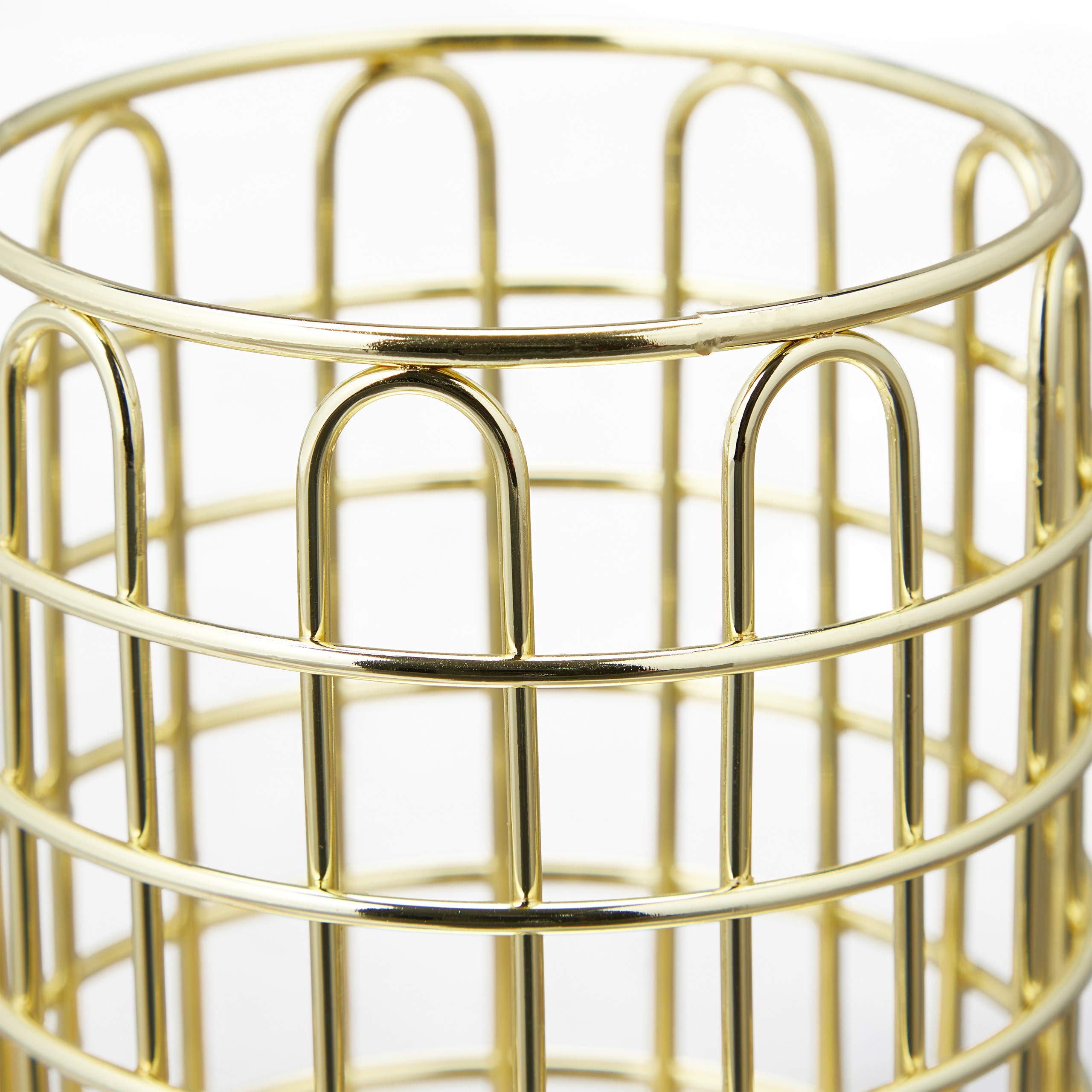 Relaxdays 10x Porta Penne in Ferro Design a Filo Tondo, Portapennelli Trucchi, da Scrivania H x D: 10 x 8 cm, oro