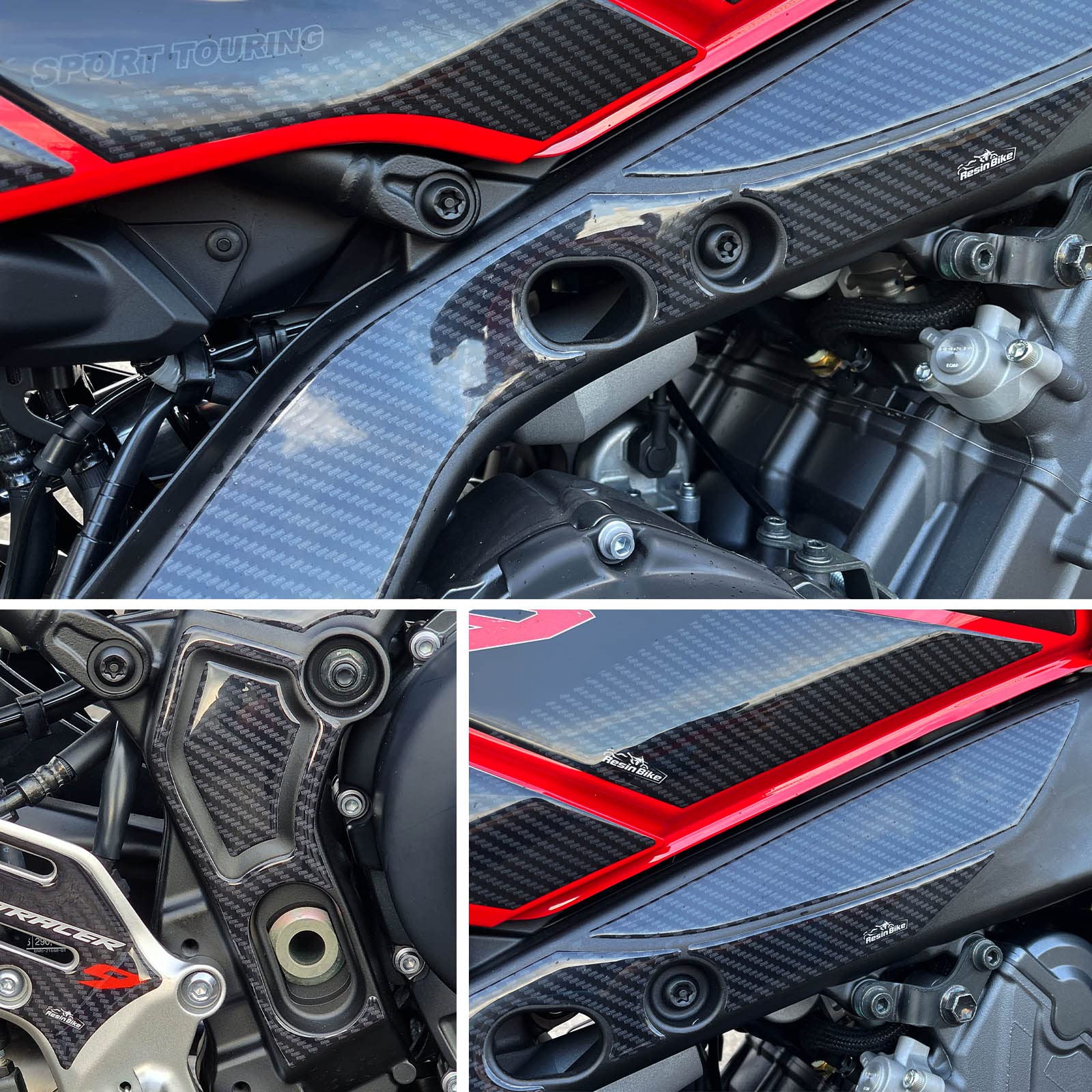 Resin Bike Adesivi Scooter Compatibile con Yamaha Tracer 9-9 GT/MT-09 2021-2026. Protezione Carter/Fianchetto Laterale Motore Antigraffio e Antiurto. Adesivi Resinati Effetto 3D Made in Italy