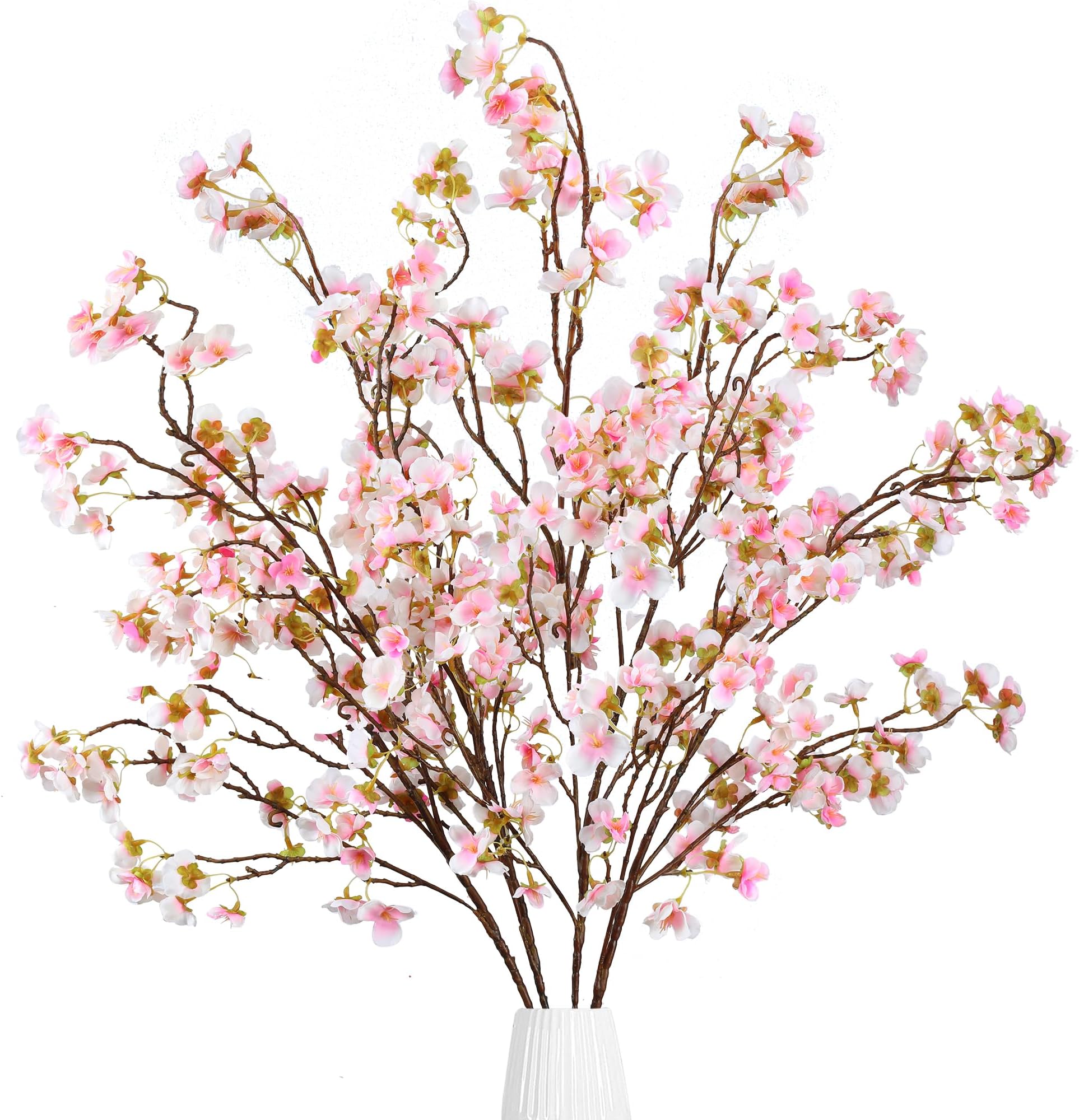 Sggvecsy Artificial Cherry Blossom Flowers 4 Pcs Faux Cherry Blossom Stems Faux Silk Cherry Blossom Branches 41’’ Fake Flowers Long Stems for Vase Arrangements Home Wedding Table Decor (Pink)