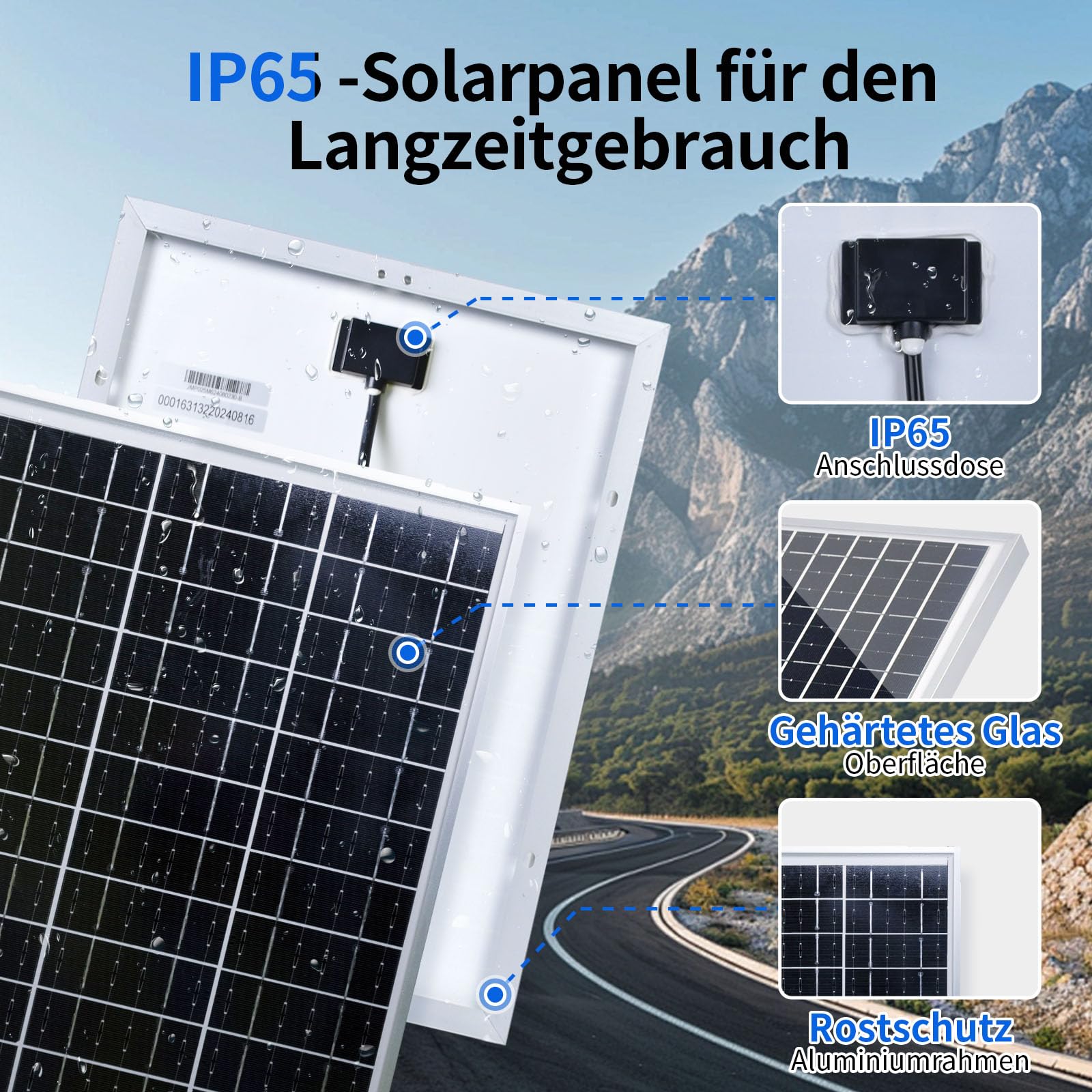 ECO-WORTHY 25W 12V Solar Batterieladegerät, 25W wasserdichtes Solarpanel Kit + verstellbare Halterung + verbesserter Laderegler, geeignet für 12V Batterie in Auto, Wohnmobil, Marine Boot, Motorräd