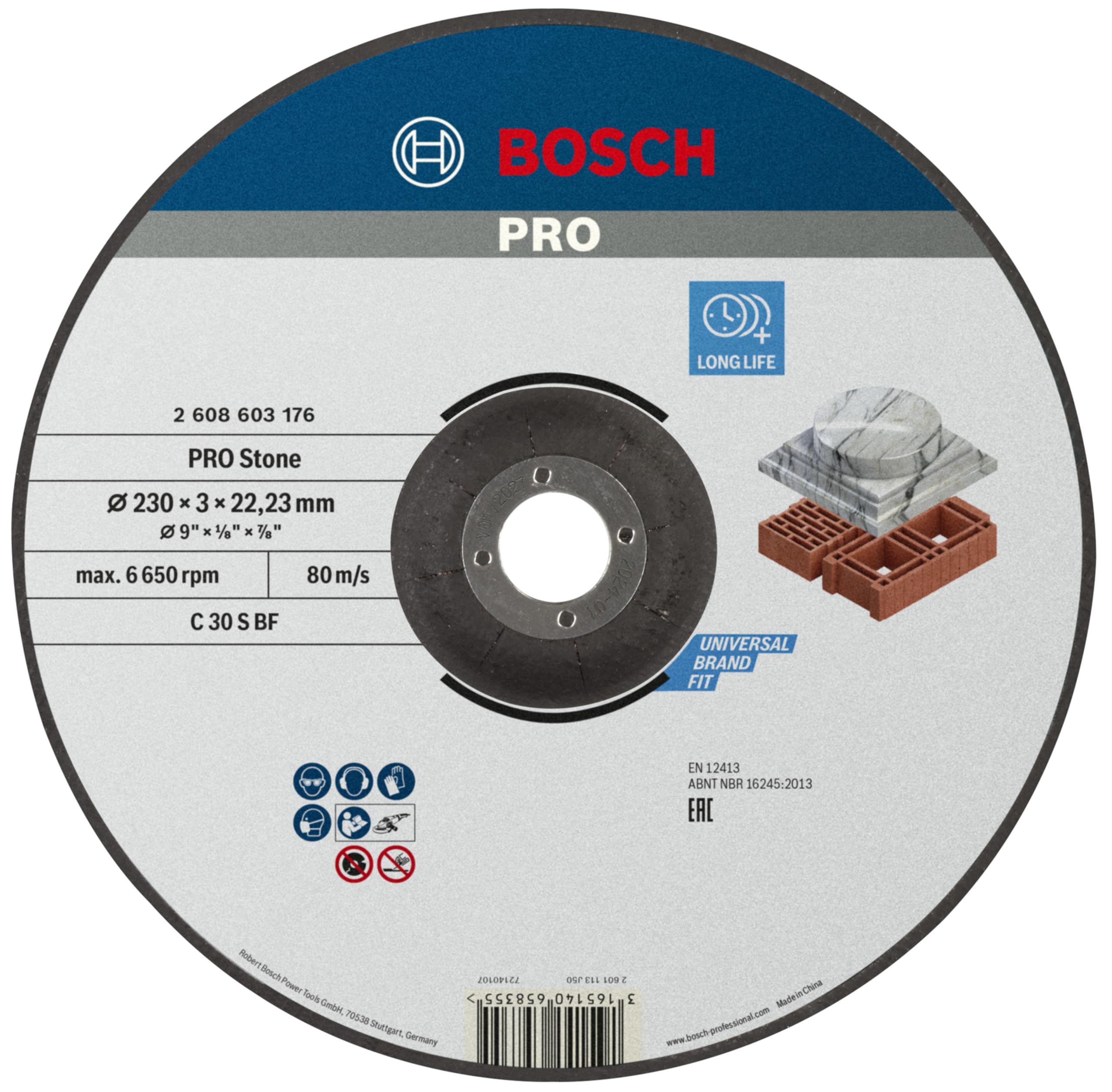 Bosch Professional Stone Cutting Disc With Depressed Centre C 30 S Bf230mm X 22.23mm X 3.0mm from B&Q