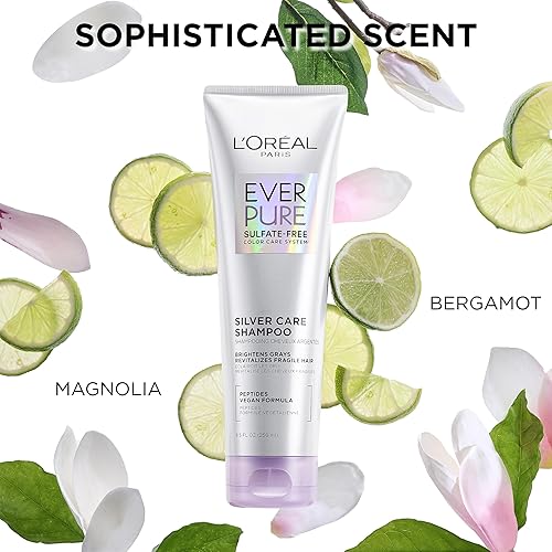 Miniatura 5 de L'Oreal Paris EverPure Silver Care - Juego de champú y acondicionador, iluminador y nutritivo sin sulfato, cuidado del cabello para cabello gris y