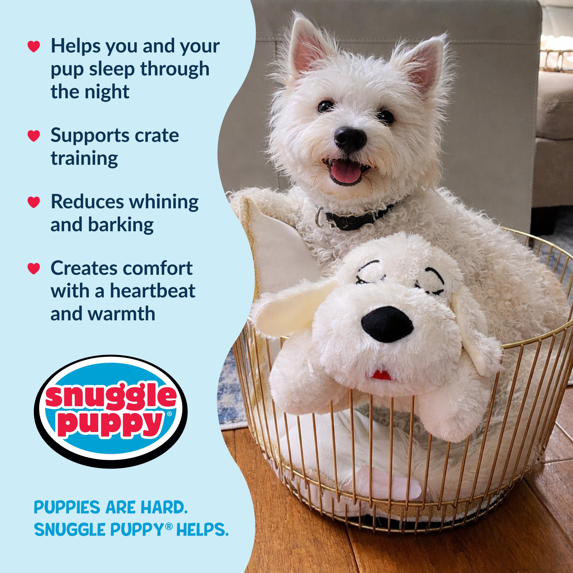Snuggle Puppy Juguete junior para cachorros, latido del corazón, para perros, alivio de la ansiedad de mascotas y ayuda calmante, juguete cómodo para perros, entrenamiento de comportamiento y ayuda