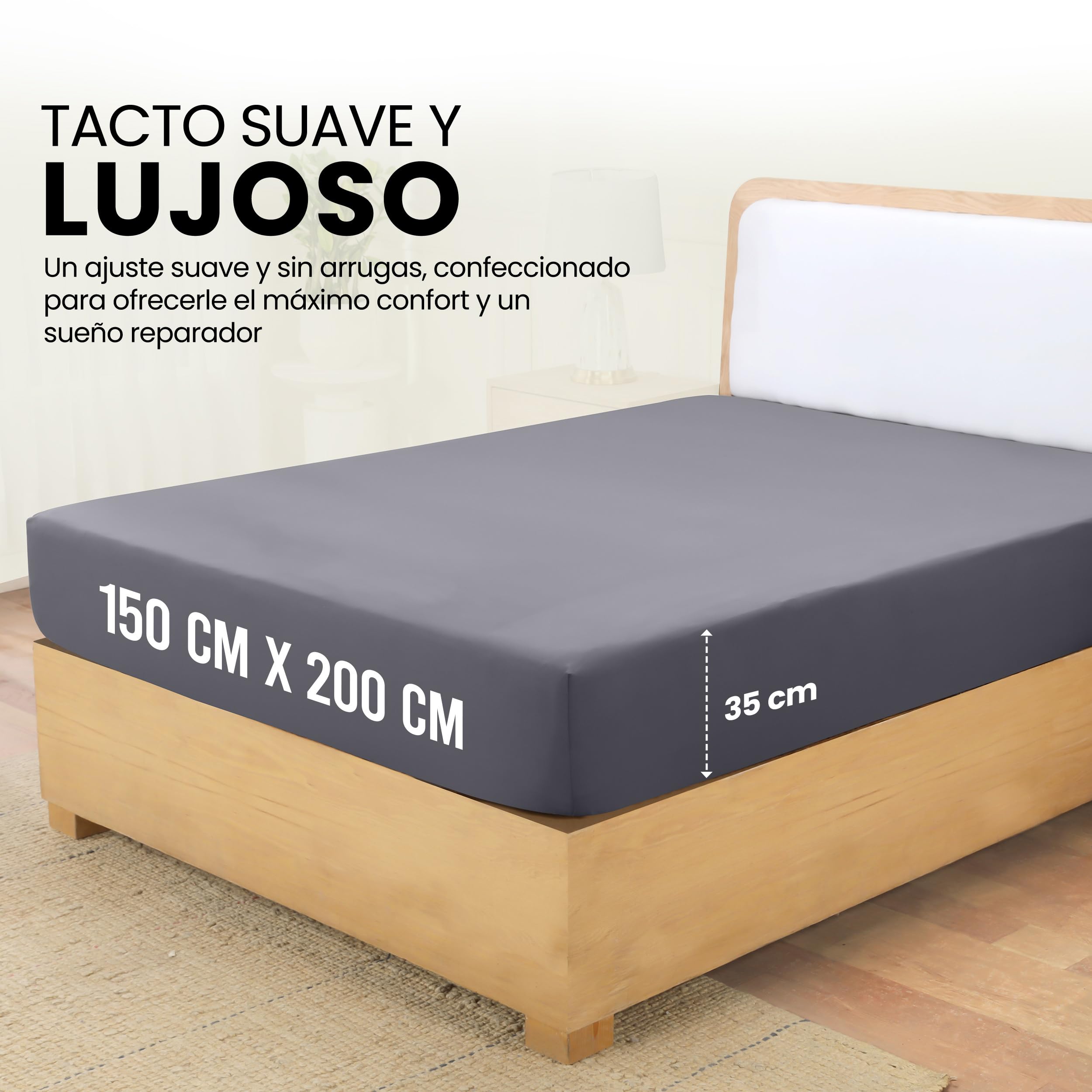 Utopia Bedding Sabana Bajera 150x190/200 - Gris - Certificado Oeko Tex - Bolsillo Profundo - Microfibra Cepillada (Cama 150)