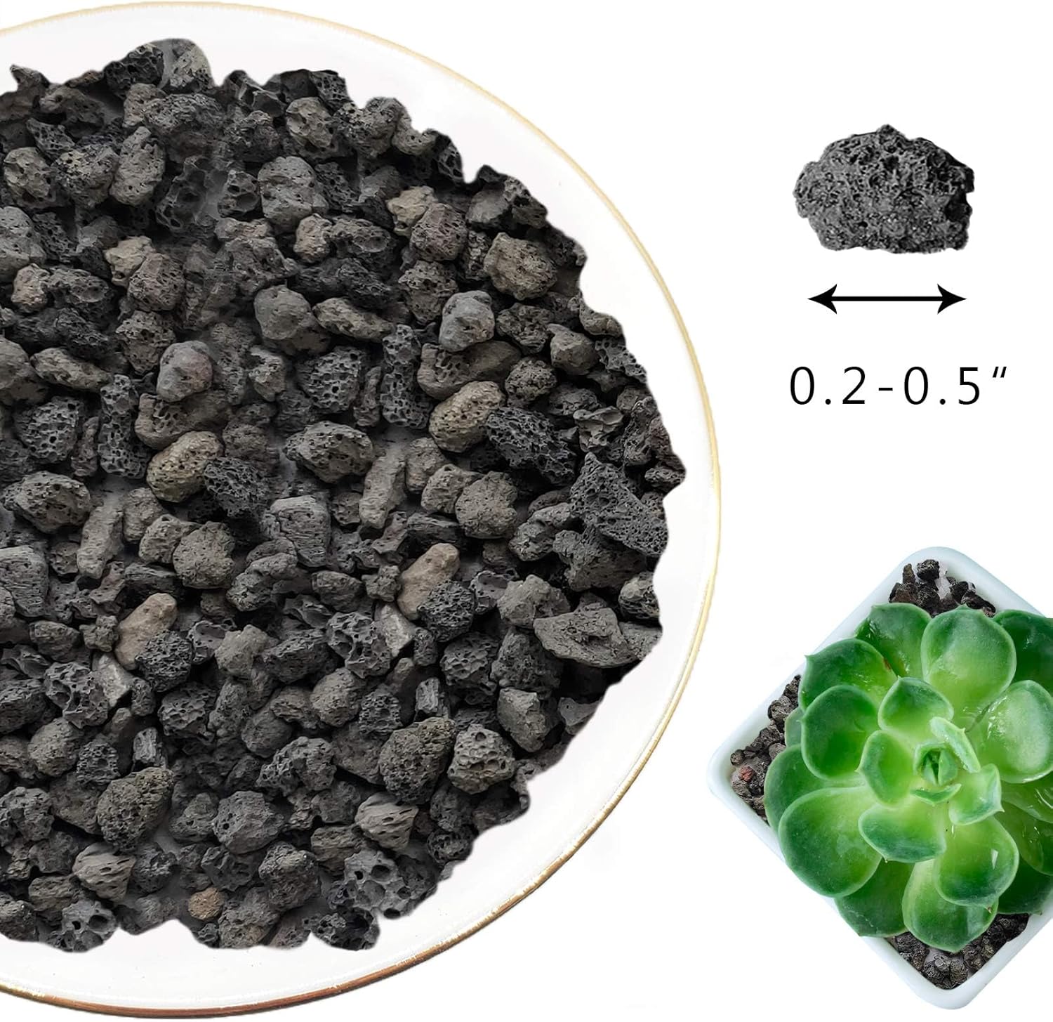 Lava Rocks for Plants -100% Pure Volcanic Rock No Dyes or Chemicals-Best Lava Stones Top Dressing for Cacti Succulents Plants,Bonsai (Black, 20LBS)