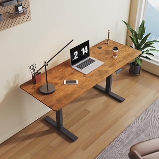 SONNI Electrically Height Adjustable Desktop, 160 x 60 cm, Brushless Motor with 3 Memory Functions, Anti-Collision System and Cable Management, Standing Table for Home Office, 80 kg Load Capacity