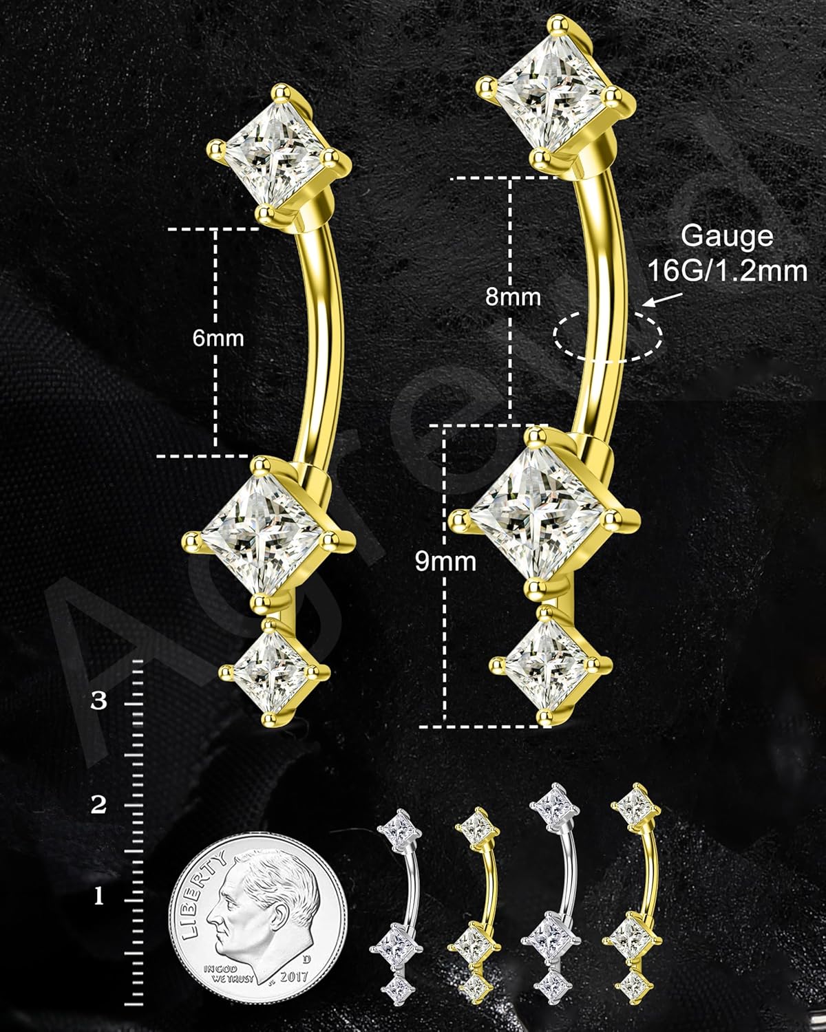 Minimalist Rook Earrings 8MM Silver Rook Piercing Jewelry Stainless Steel Clear CZ 16G Belly Button Ring Curved Barbell - Image 2