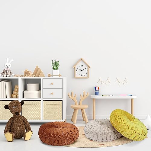 Miniatura 6 de Yerliker 6 cojines de suelo redondos de terciopelo de 15 pulgadas, cojines flexibles de colores, almohadas alternativas para sofá, silla, hogar,