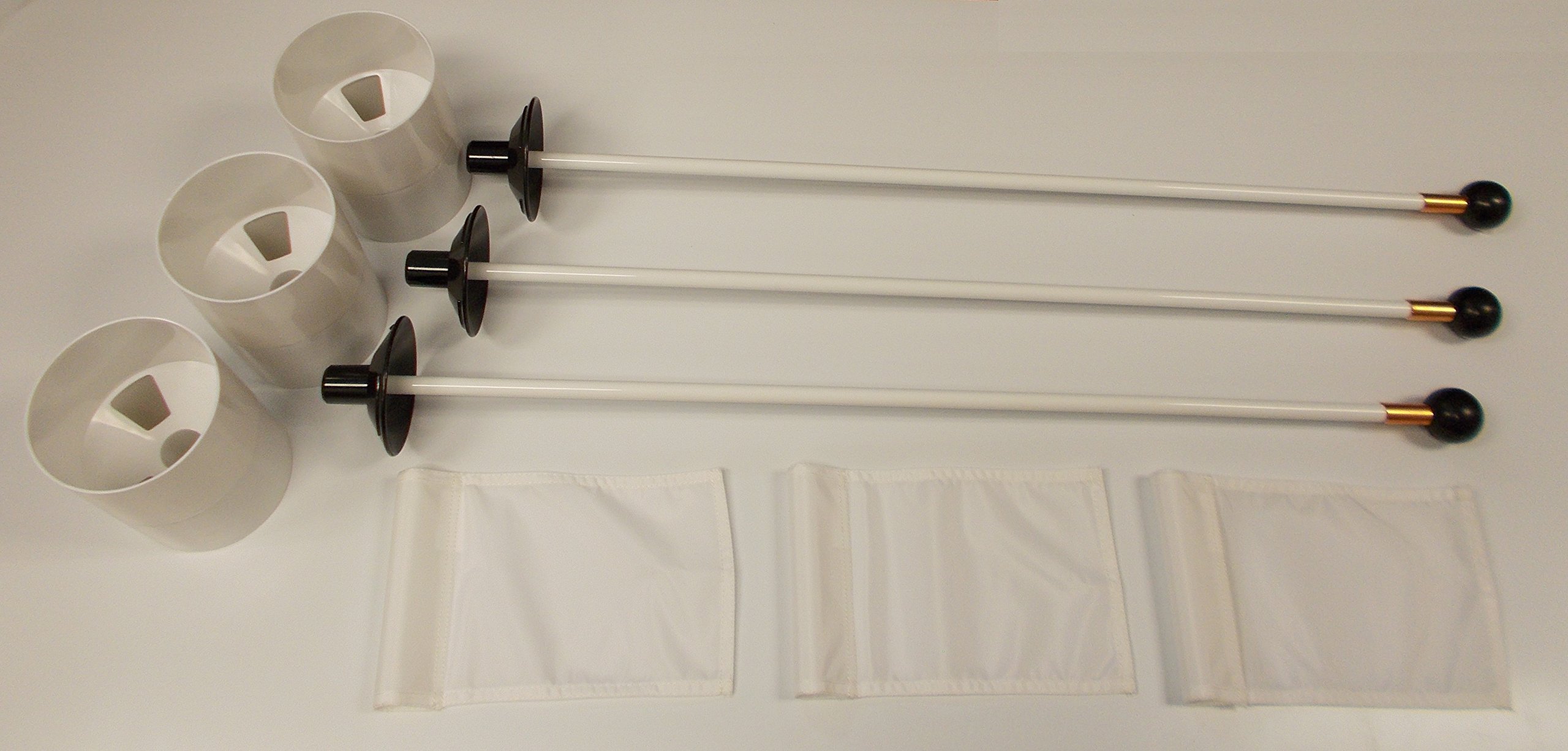 Deluxe Putting Green Accessory Kit - (3) PGA Plastic 6 Inch Cups & (3) Pin Markers with White Jr Flags