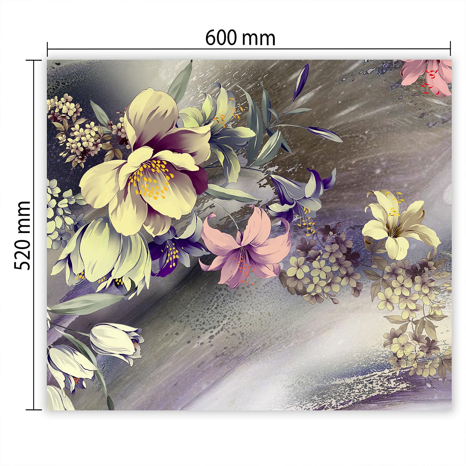 Protection plaque de cuisson, vitrocéramique, verre trempé, pour cuisinières électrique, à induction,planche à découper 60x52 cm une pièce motif "Photo" gris