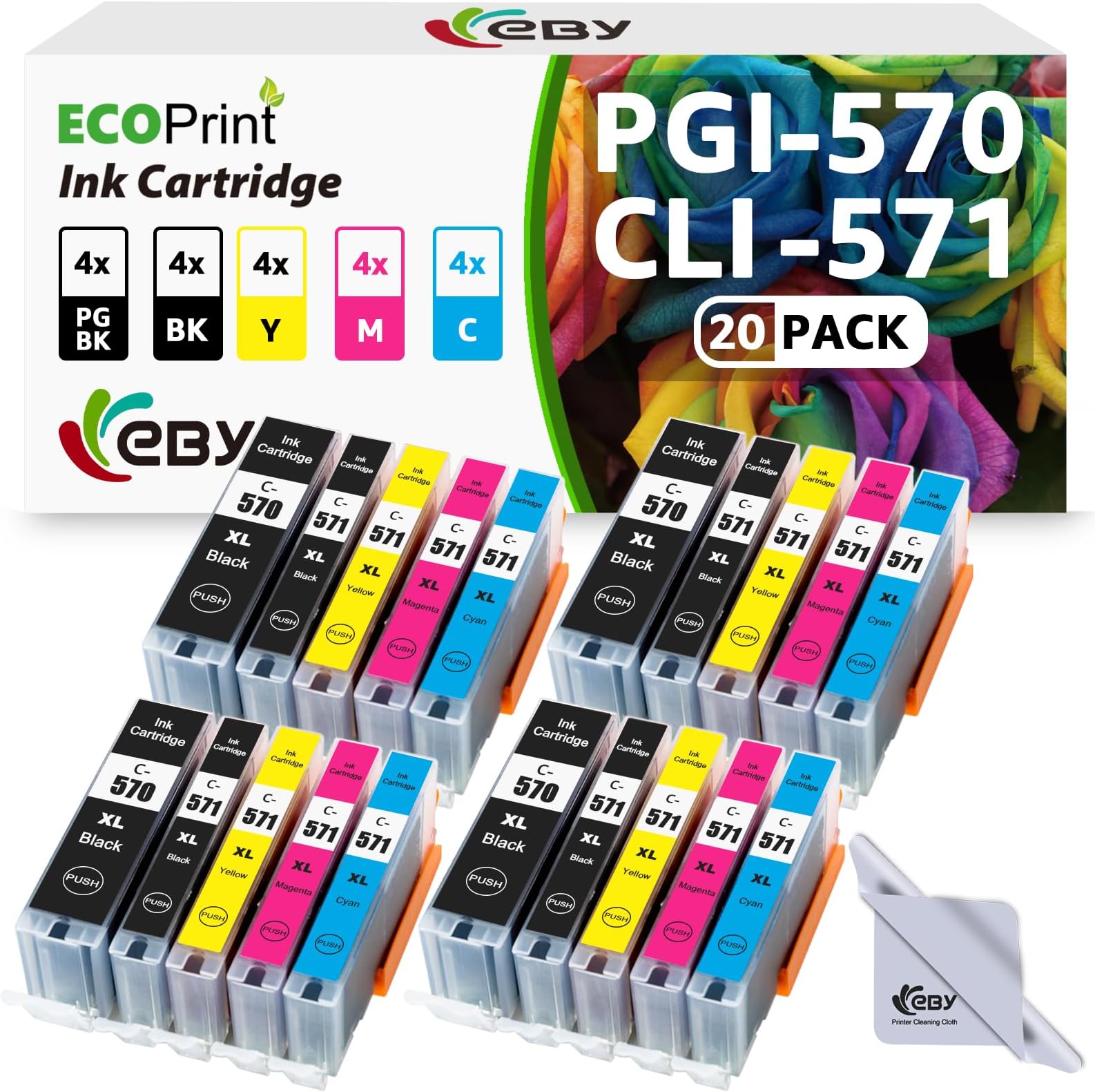 Cartucce Canon Ts5150 Inchiostri Originali Canon PGI-570/570XL &amp; CLI-571/ 571XL - Set CMYK Nero Per Stampanti Pixma Kit Cartucce Canon Originali Nero E Colore