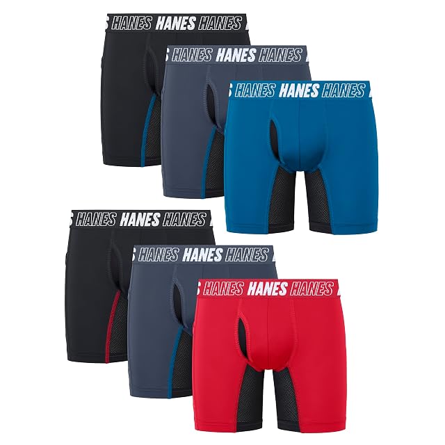 Hanes boys Moves Underwear Anti-chafe Boxer Briefs for Boys 6-pack