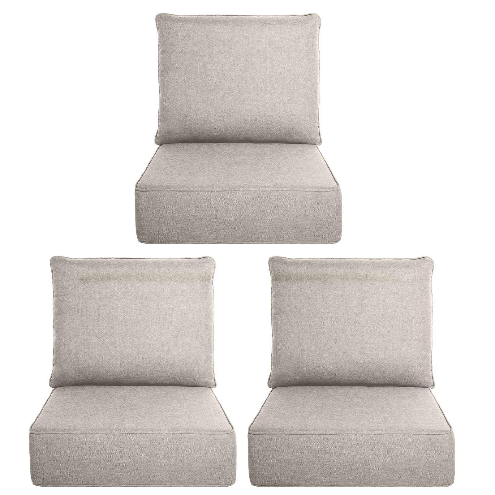 Luxury Outdoor Seat Cushion Set-22 x 24 x 6 Inch Outdoor Chair Cushions with Water Resistant &amp; Removable Cover Outdoor Cushions for Patio Furniture Chair Sofa Couch