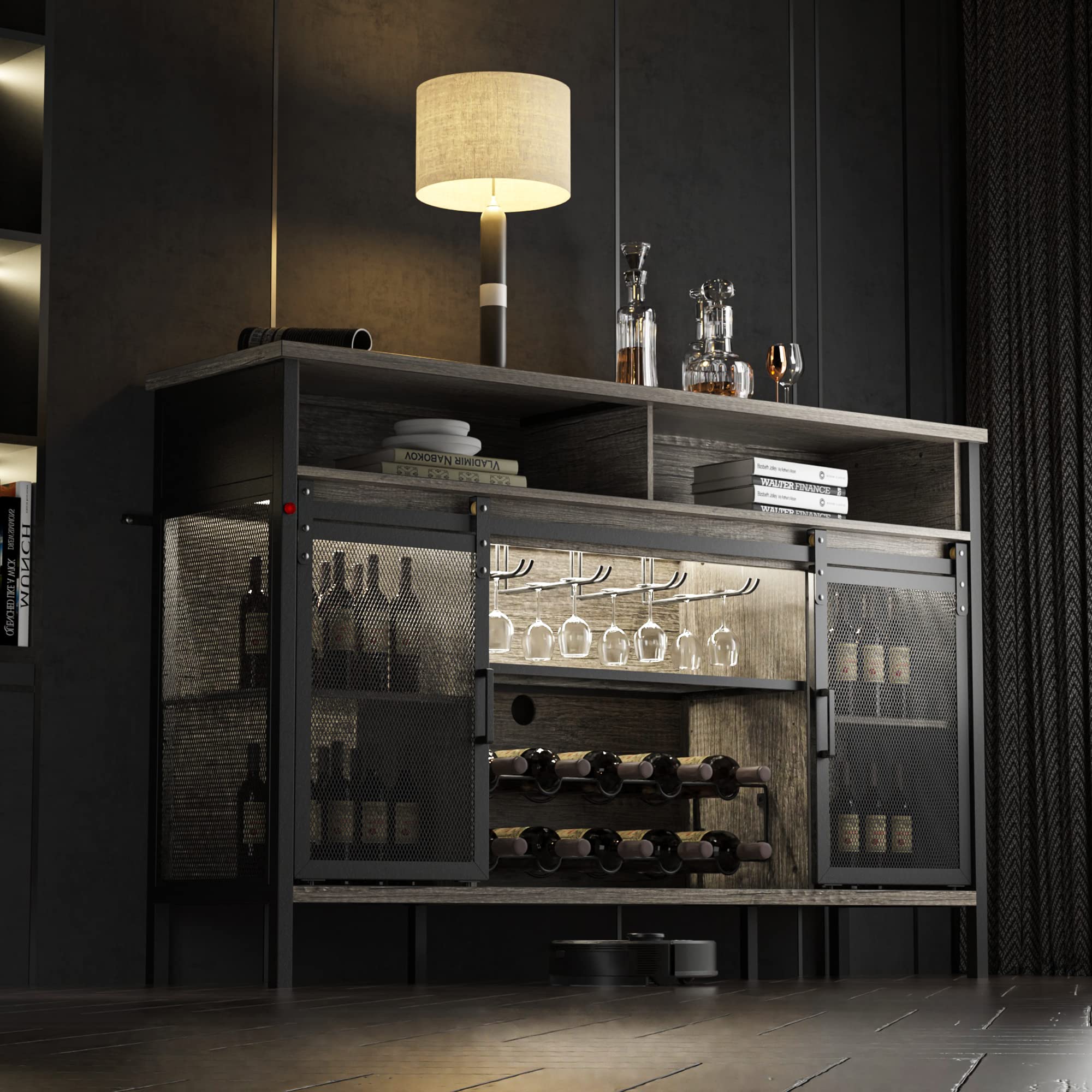 Buy QNICE LED Industrial Wine with Open Drawers / 55" Sliding