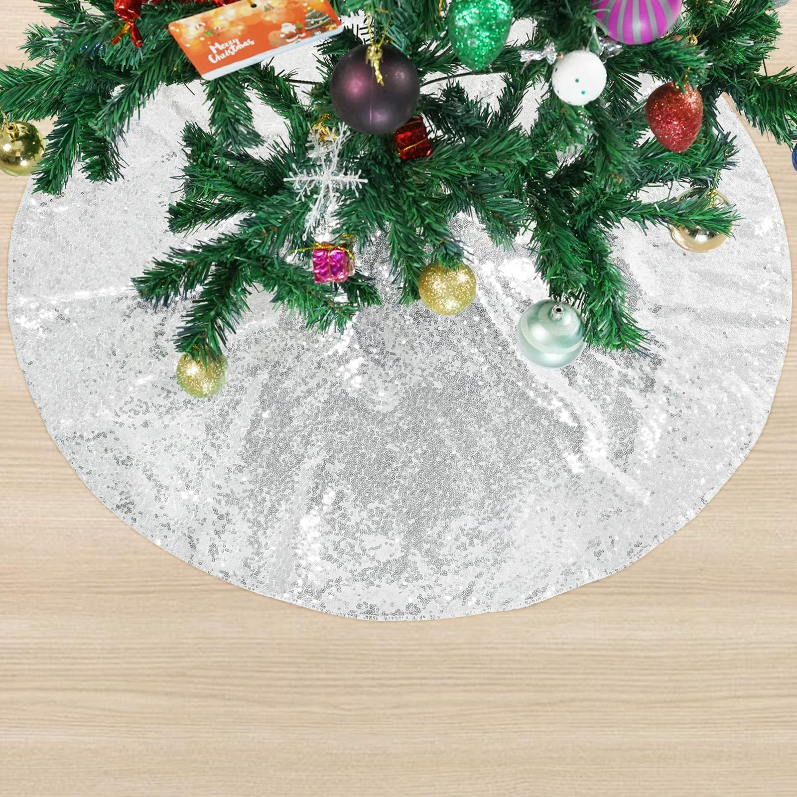 Eternal Beauty 127cm Round Christmas Sequin Tree Skirt Xmas Tree Ornament For Holiday Decoration(50 Inches,Blue