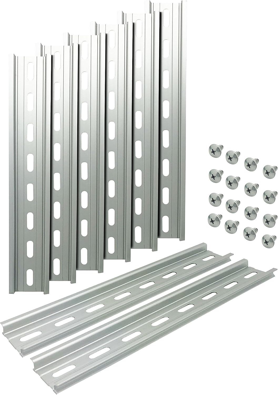 Electrodepot Slotted Aluminum DIN Rail, 35 mm x 8 Inches. 8 Aluminum