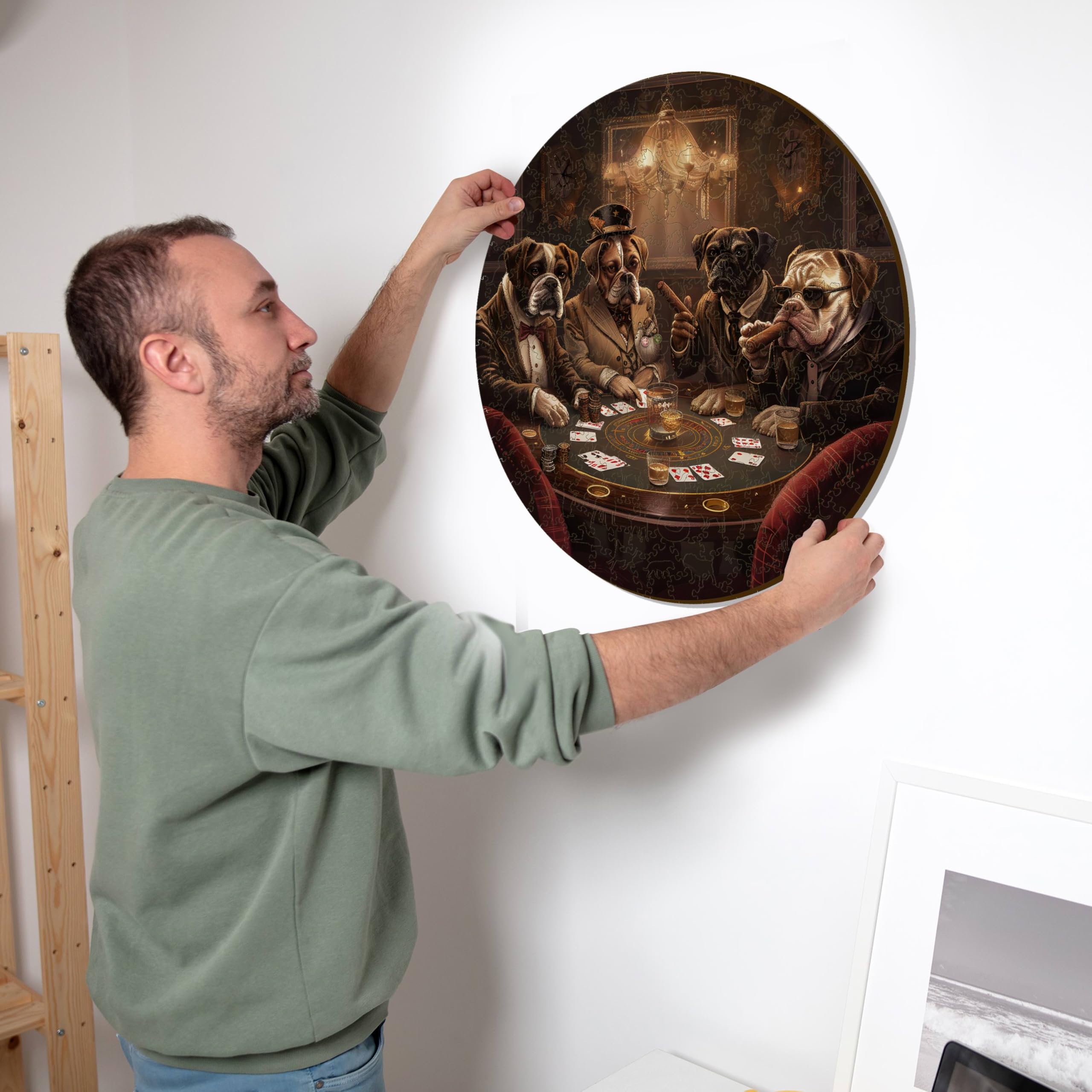 Iconic Puzzles - Cani che Giocano a Poker, puzzle in legno 100% sostenibile, Regali per Bambini e Adulti, taglia M, 350 Pezzi