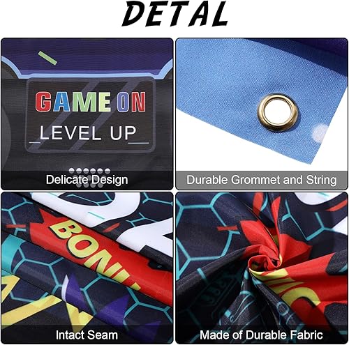 Miniatura 4 de Skylety Juego de 34 piezas de decoración de cumpleaños para jugadores, suministros de fiesta de videojuegos, incluyendo telón de fondo de feliz