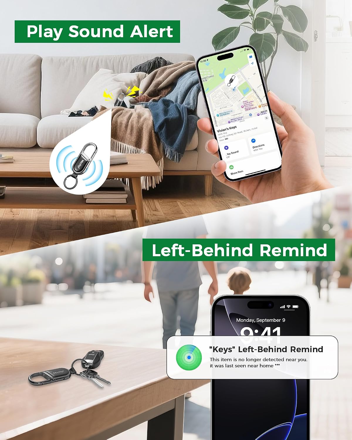 Anti-Loss GPS Tracker Keychain Compatible with Apple Find My | 365 Days Long Standby, IP65 Dustproof Waterproof, for Keys Luggage Pet Collar Outdoor Daily Use, Zinc alloy