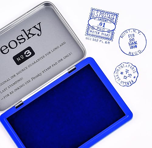 Miniatura 6 de Almohadillas de tinta para sellos de goma, tamaño mediano, 4 x 2-14 pulgadas (azul)