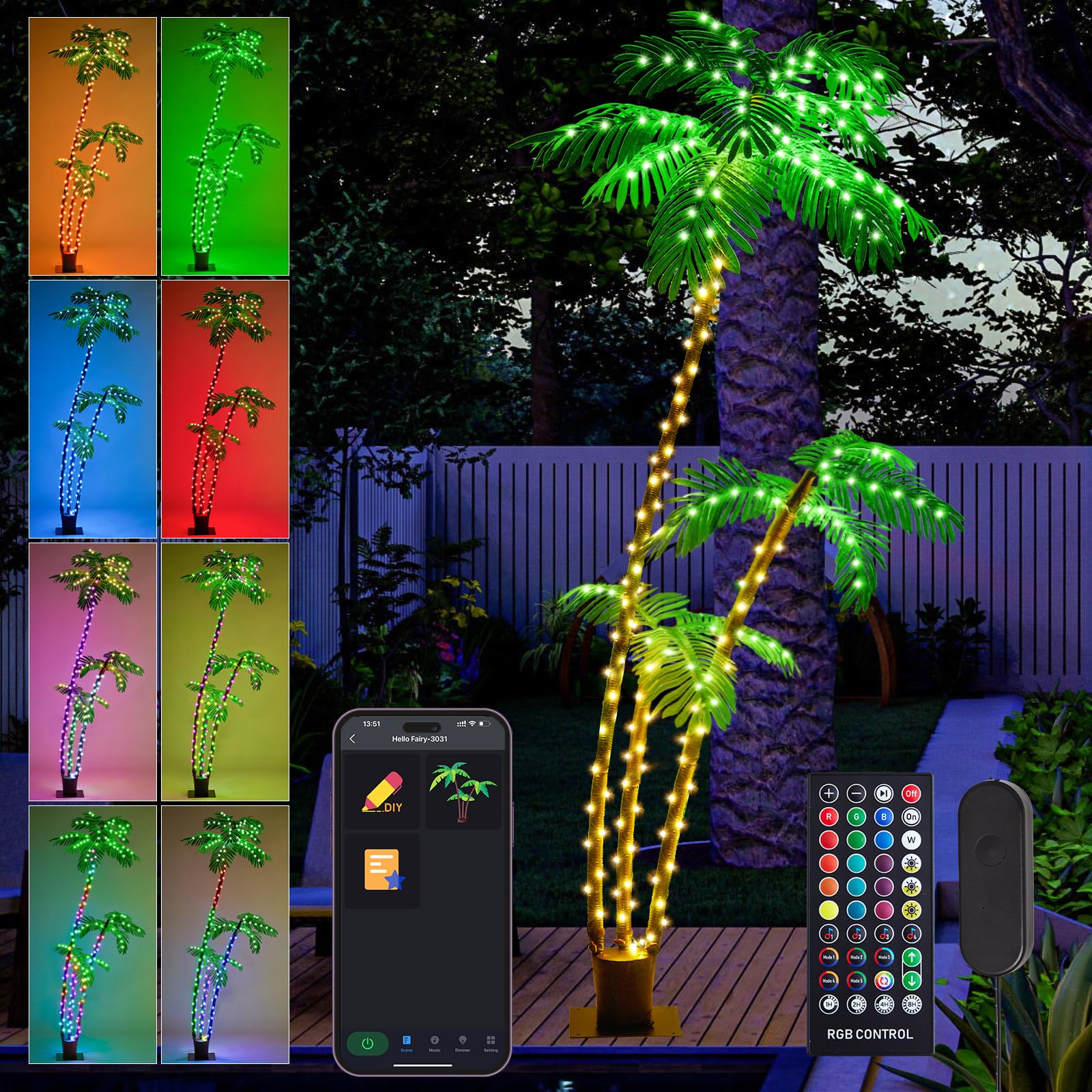 Amazon.com: FANCILLUMA 7 FT Lighted Palm Tree Smart App Remote