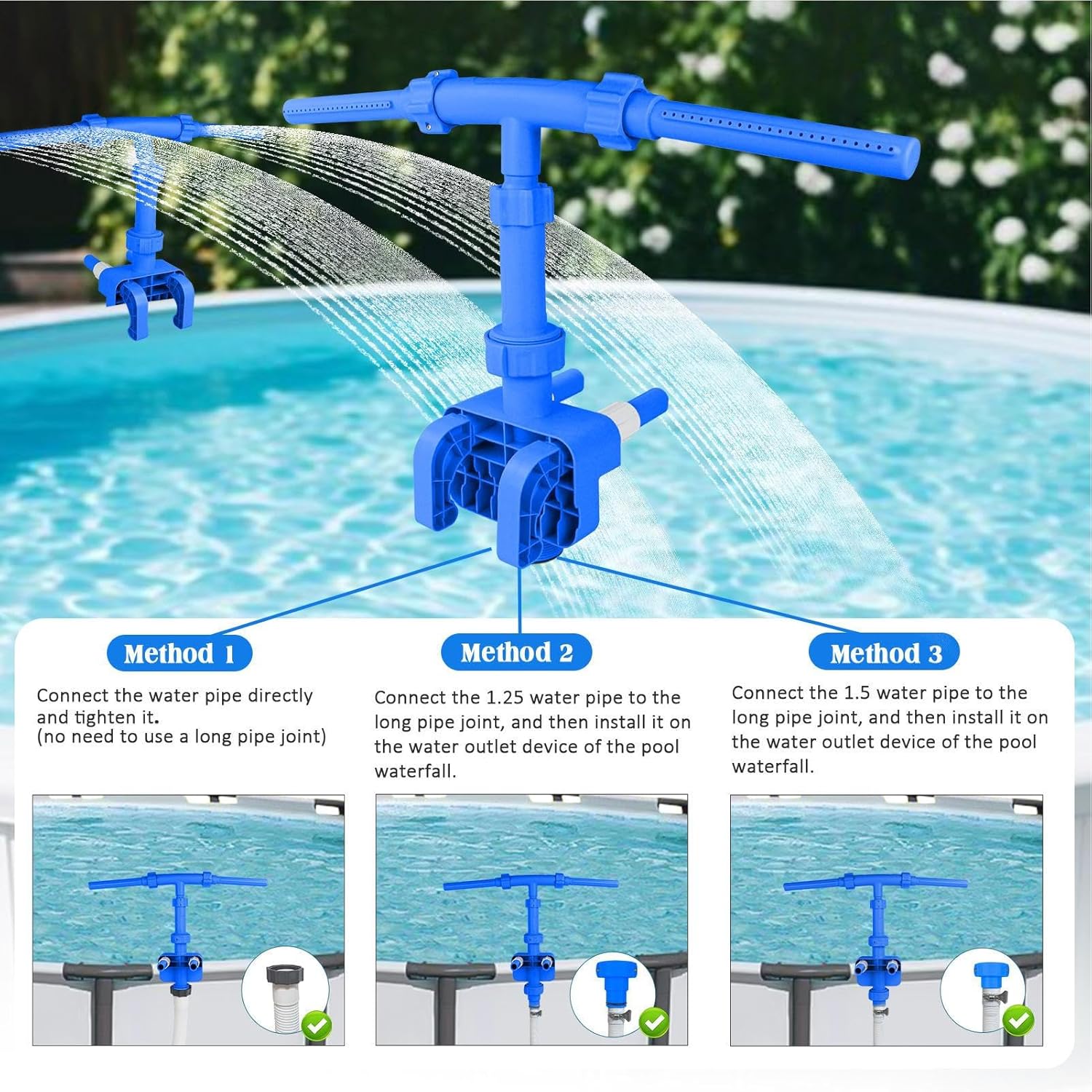 Pool Water Fountain - 360-Degree Rotatable Nozzle Spa Accessories | Pool Water Spray Fountain - for Yard Backyard Garden Park Lawn Patio Deck Terrace Courtyard