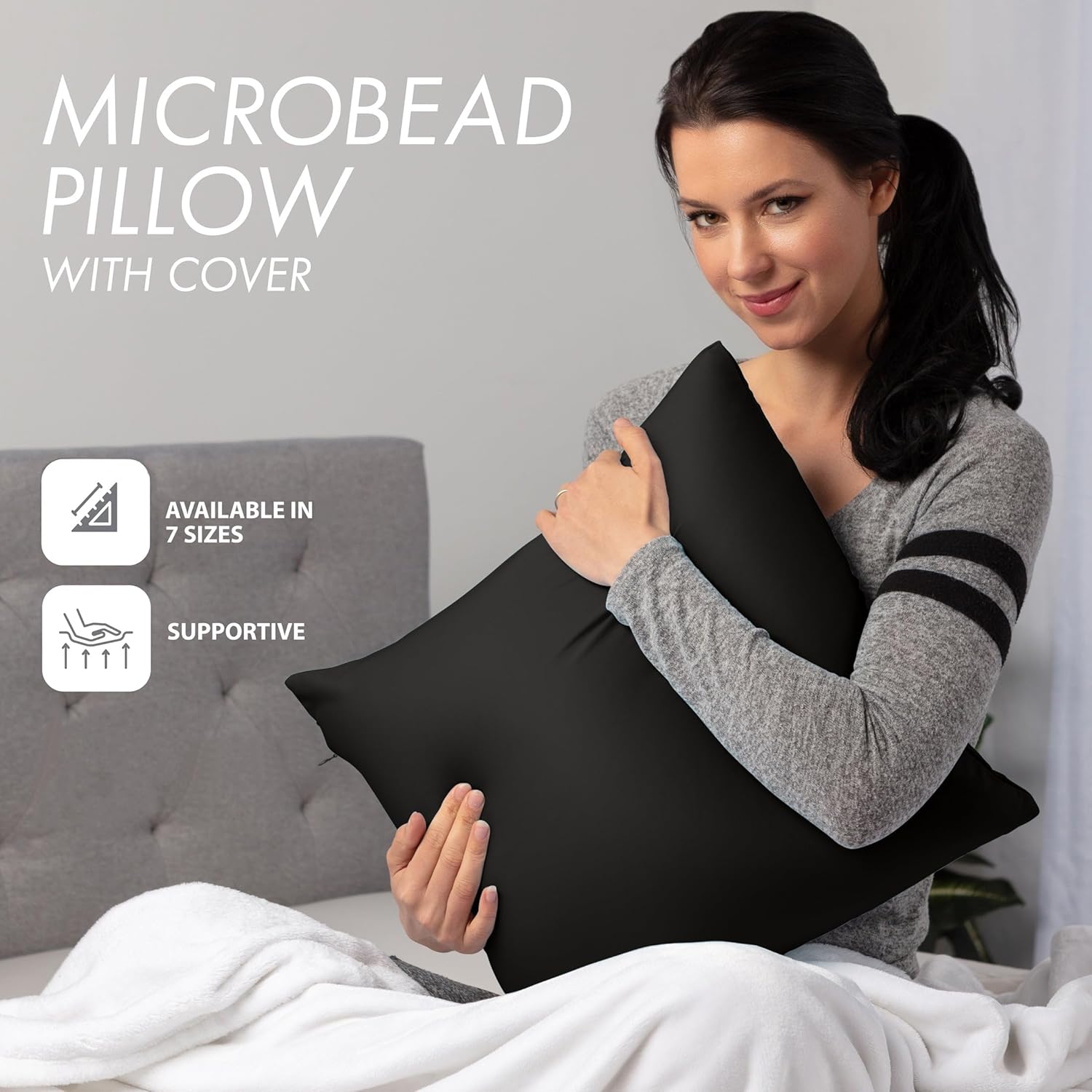 PILLOWY 26"x26" Throw Pillowcases (Cover Only) - 85/15 Nylon, Spandex - Luxurious, Silky, Stretchy & Soft - 1Pcs Solid Color - A Perfect Choice for Couch Chairs Sofa Bed Adult or Kids Bedroom, Black