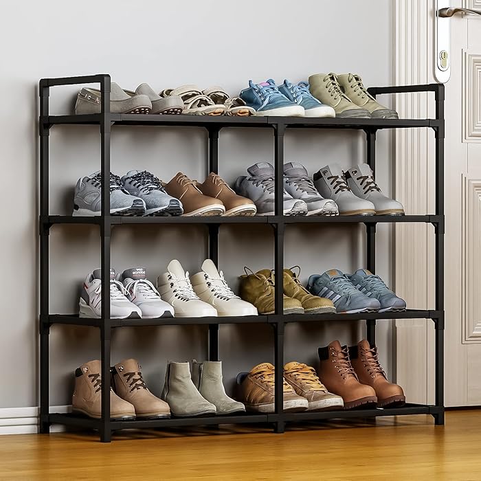 Buy Bambooster 4Tier Bamboo Shoe Rack for Entryway Closet Black Free