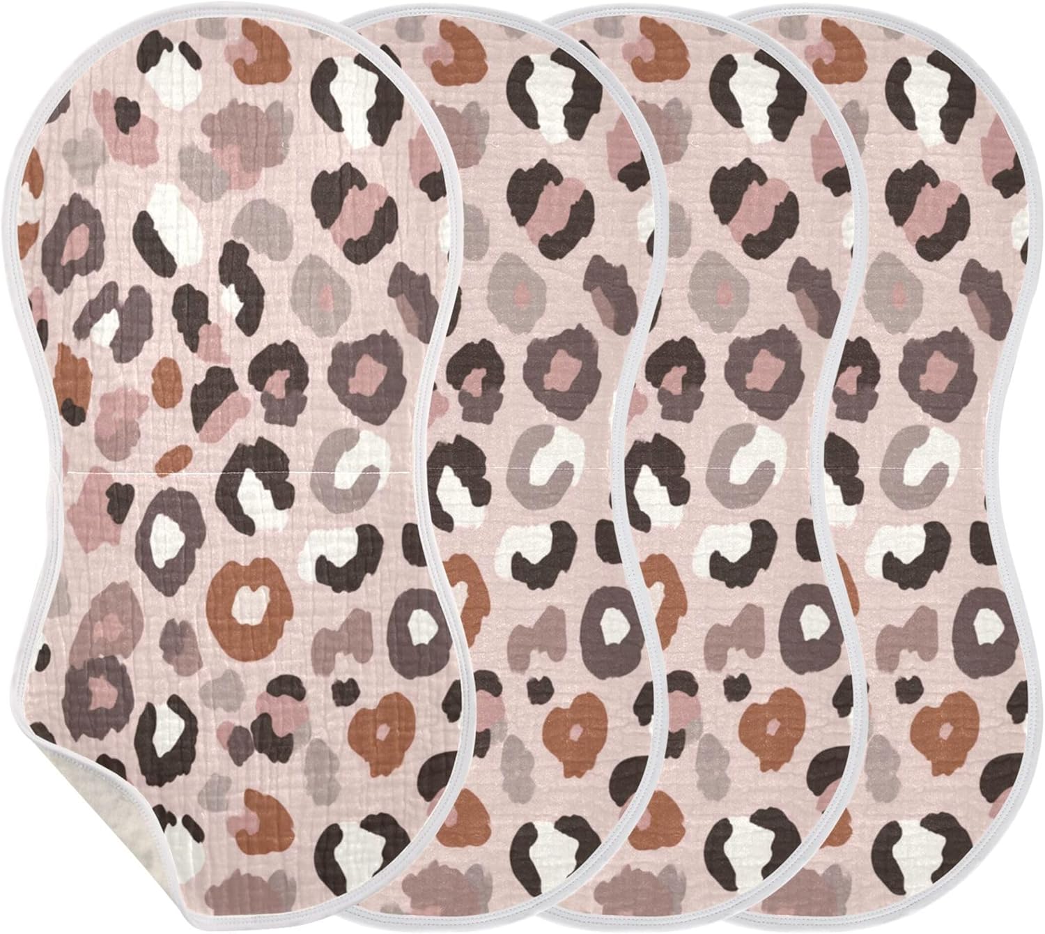 Leopards Cheetah Print Pinks Burp Cloths Baby Boys Girls Absorbent Soft Cotton Burping Cloths Rags 4 Pack