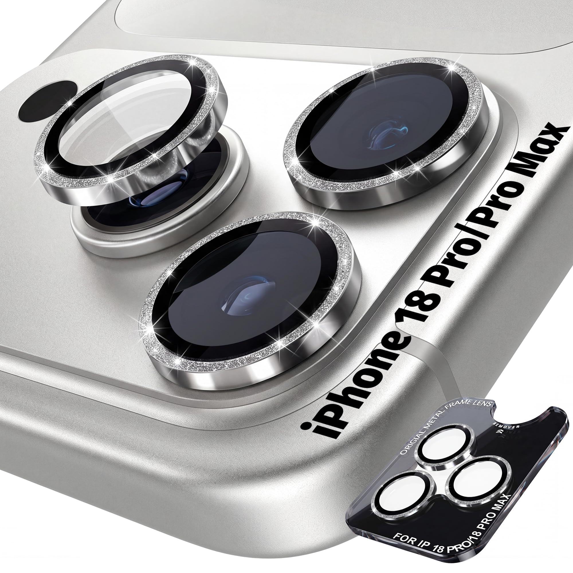Orzero 9H Glass Camera Lens Protector for 18 Pro/18 Pro Max-Sliver, 1 Set