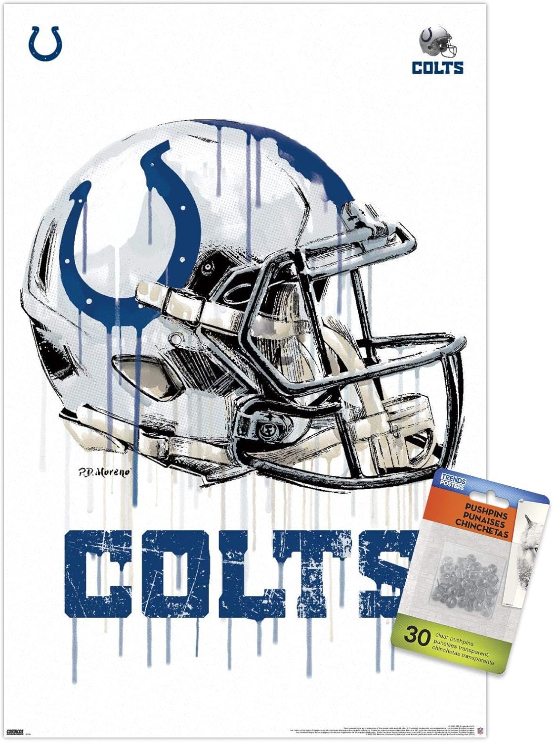 Trends International NFL Indianapolis Colts - Drip Helmet 20 Wall Poster with Push Pins