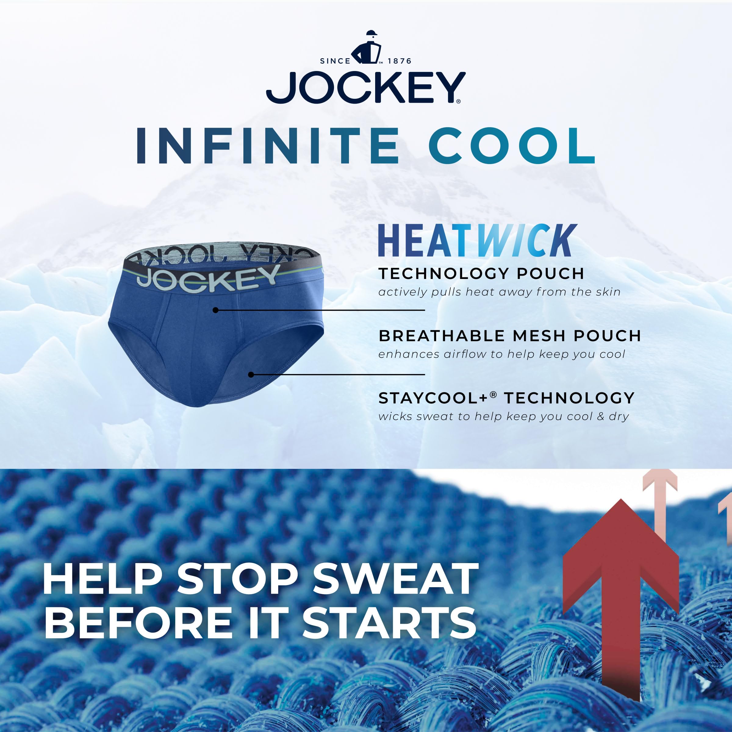 Jockey Men's Underwear Infinite Cool Microfiber Stretch Brief - 3 Pack
