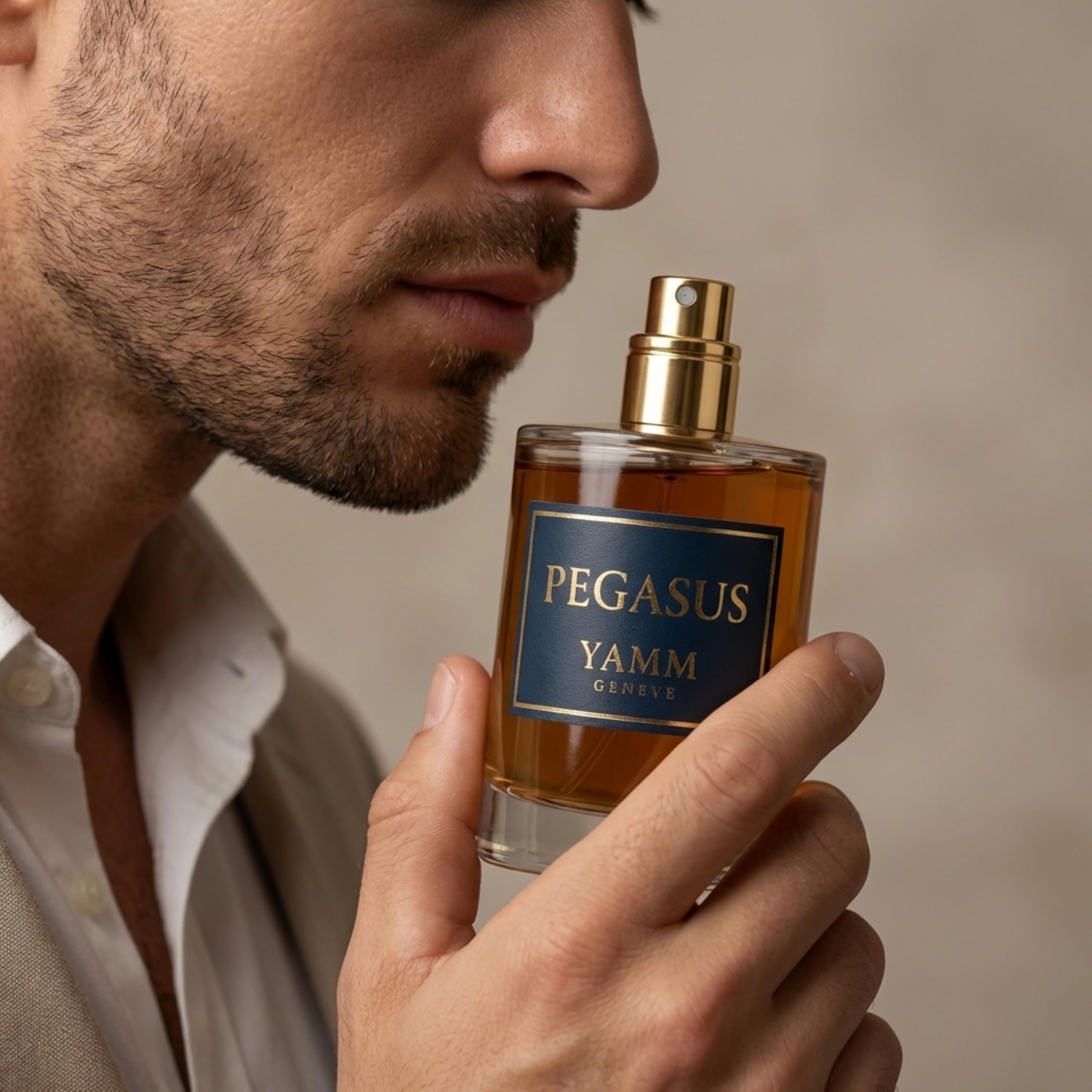 Pegasus – Extrait de Parfum Homme – Amande & Vanille – 50 ml | Accord floral amandé, crémeux et boisé, à la tenue durable, avec bergamote, lavande, jasmin, vanille et santal.