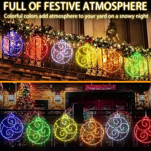 Miniatura 6 de Baquler Paquete de 6 luces LED solares de Navidad de 12 pulgadas para colgar en el jardín, 60 luces LED de ventana de Navidad, luz solar al aire