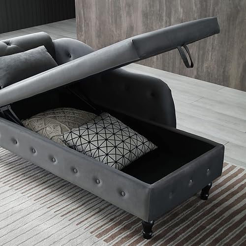 Miniatura 7 de Anwick Chaise Lounge - Silla reclinable tapizada para interiores, moderna y tapizada para sala de estar, dormitorio, sofá cama (gris) (gris +