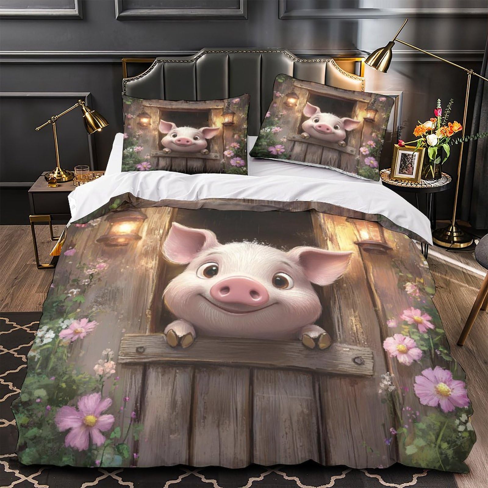 Parure de lit panda mignon en microfibre super king size