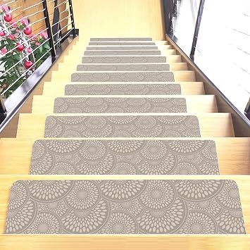 Set of 7 Stair Treads Ultra-Thin with Non Slip Rubber Backing 9x26 Latte 7 Pieces