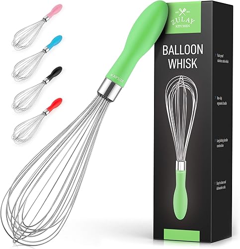 Zulay - Batidor de acero inoxidable de 12 pulgadas, herramienta de cocina con mango de silicona suave, utensilio grueso y duradero para mezclar, Zulay - Batidor de acero inoxidable de 12 pulgadas, herramienta de cocina con mango de silicona suave, utensilio grueso y duradero para mezclar,