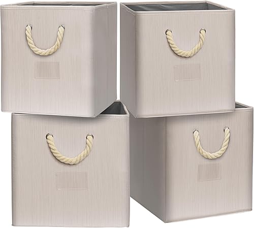 Miniatura 10 de Simple Houseware - Cesta de almacenamiento de cubo de 13 pulgadas con asas trenzadas, paquete de 3, gris oscuro