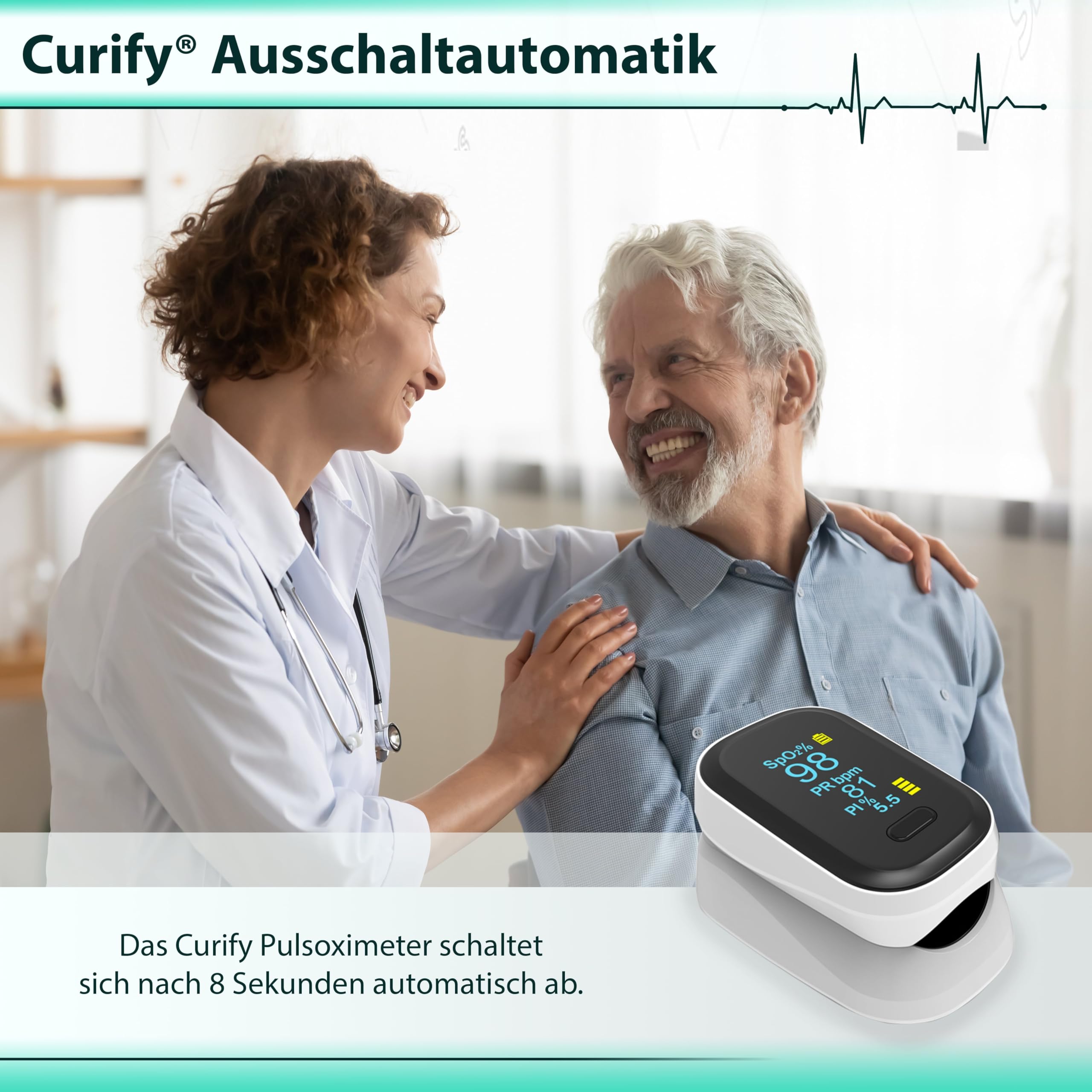 Pulsoximeter Fingeroximeter – Sauerstoffsättigung Finger Messgerät für SpO2 & Pulsmesser, Digitales Blutsauerstoffmessgerät mit OLED-Display, PI-Anzeige – Für Erwachsene, Kinder & Baby